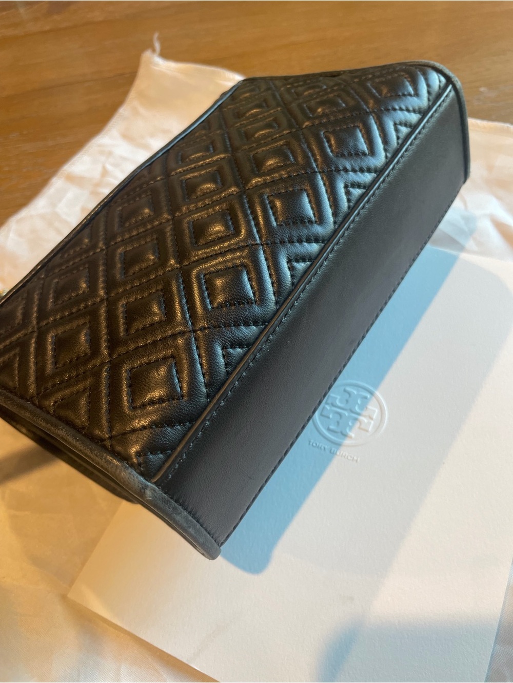 Tory Burch Black Leather Quilted Mini Shoulder Bag with Gold Hardware - Picture 6 of 8